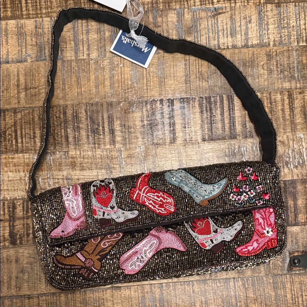 NWT Viral Marshall’s Cowboy Boots Beaded Bag